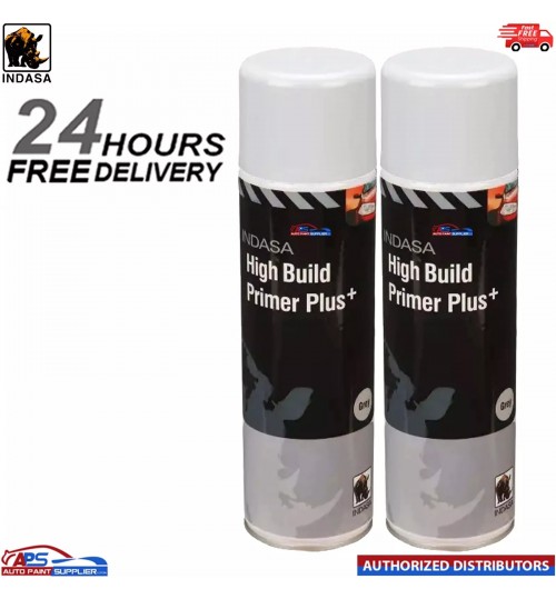 2x INDASA HIGH BUILD PRIMER+ AEROSOL WHITE SPRAY PAINT 500ML